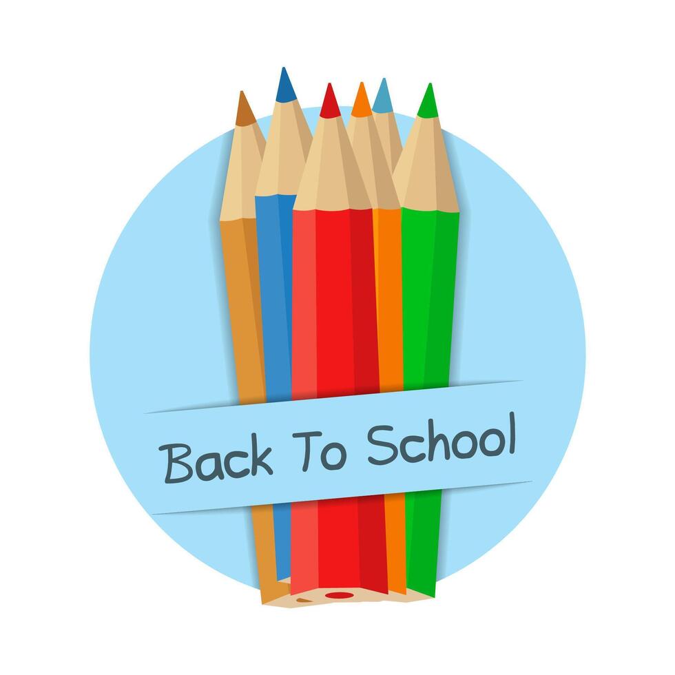 Back to school baner with colored pencils vector