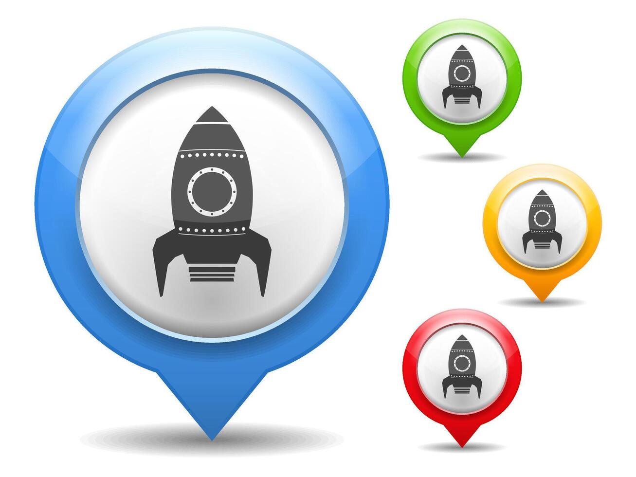 Map markers with rocket icon vector