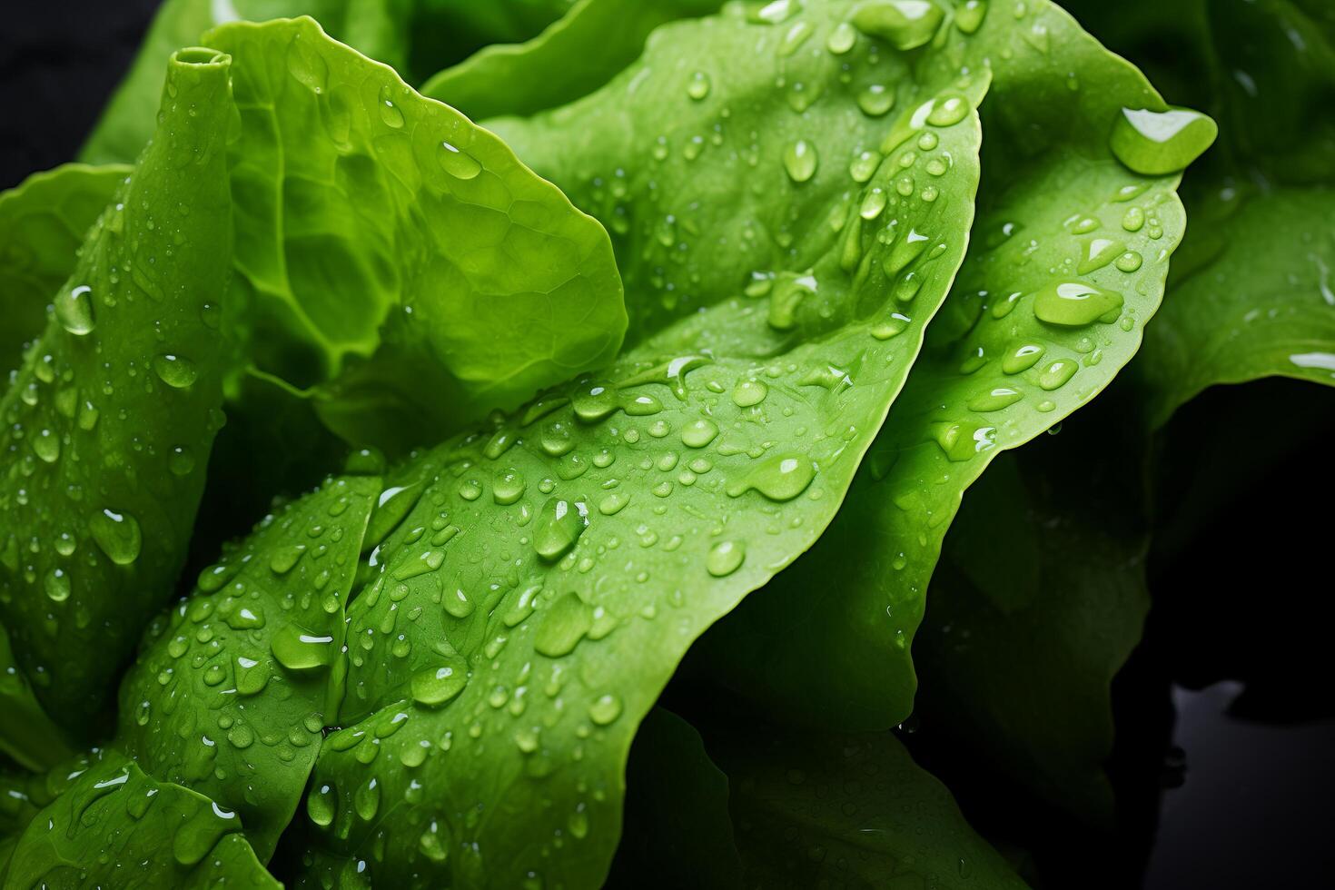 A close up of lettuce with water droplets on it photo