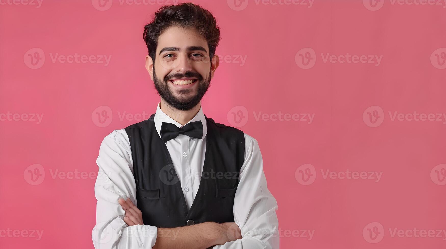 Cheerful Concierge at Work Symbol of Commitment in Luxury Hospitality photo