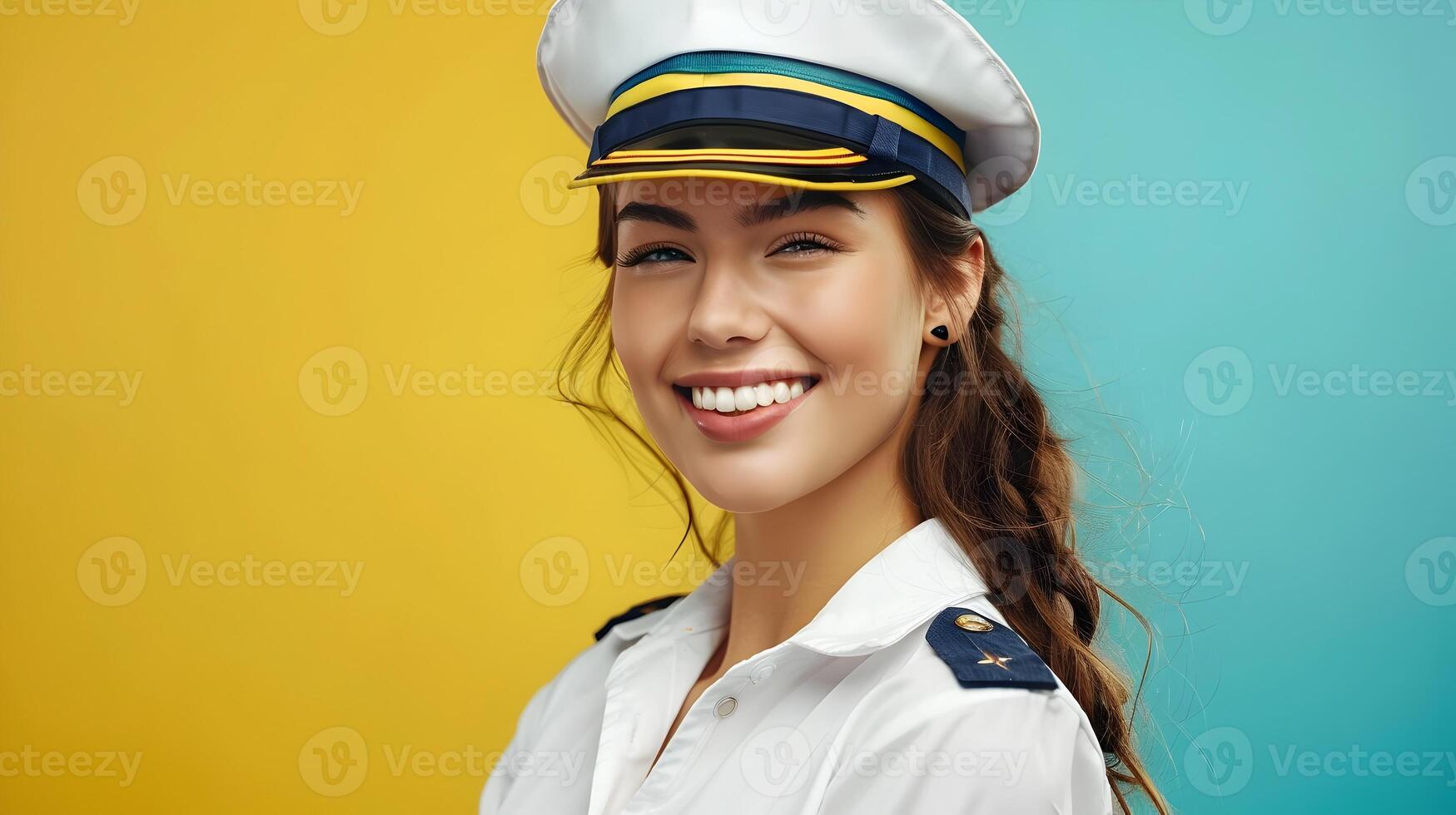 Cheerful Cruise Ship Attendant Exuding Professionalism and Warmth in a Portrait photo
