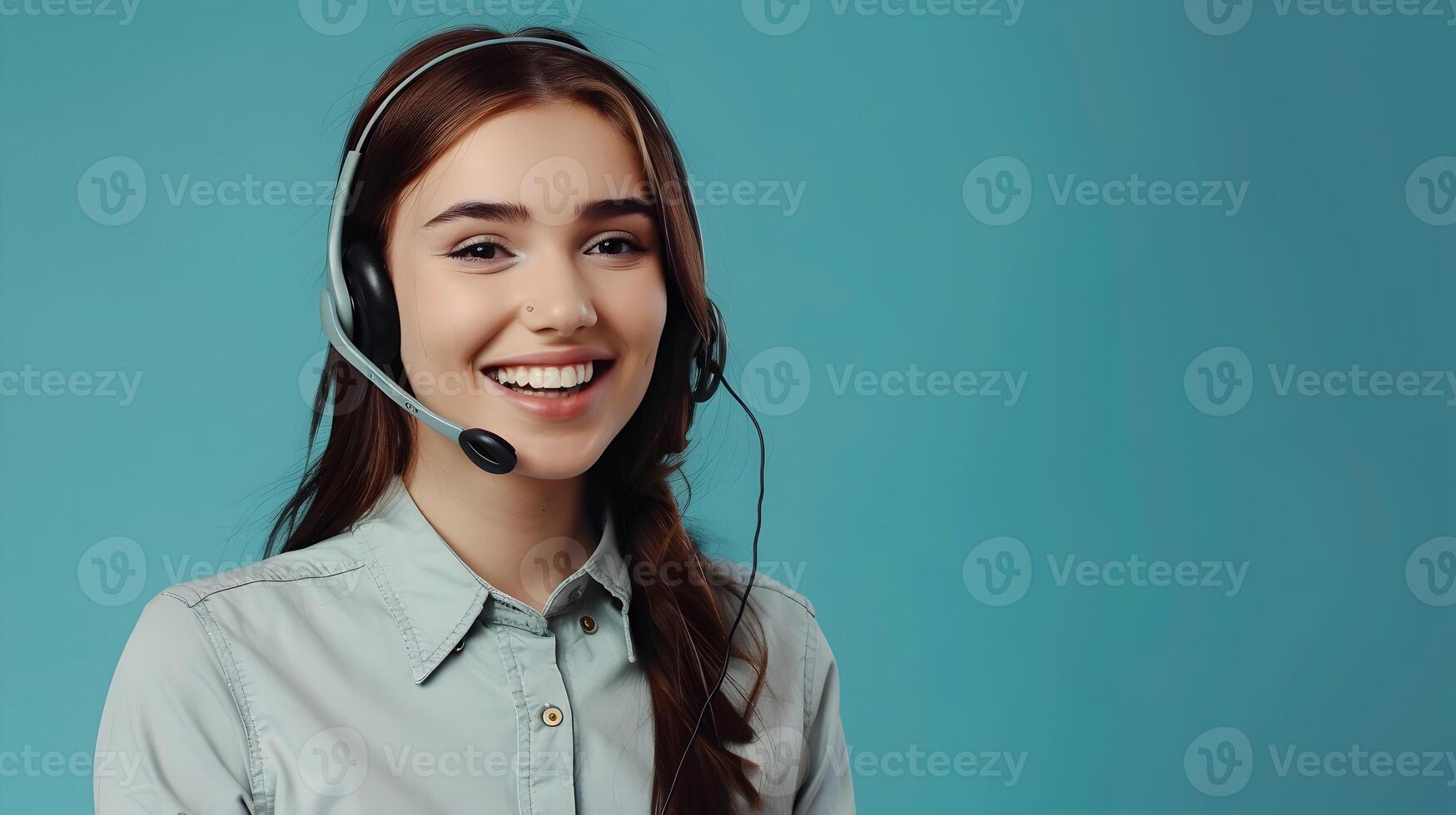 Cheerful Call Center Representative Excelling in a Modern Work Environment photo