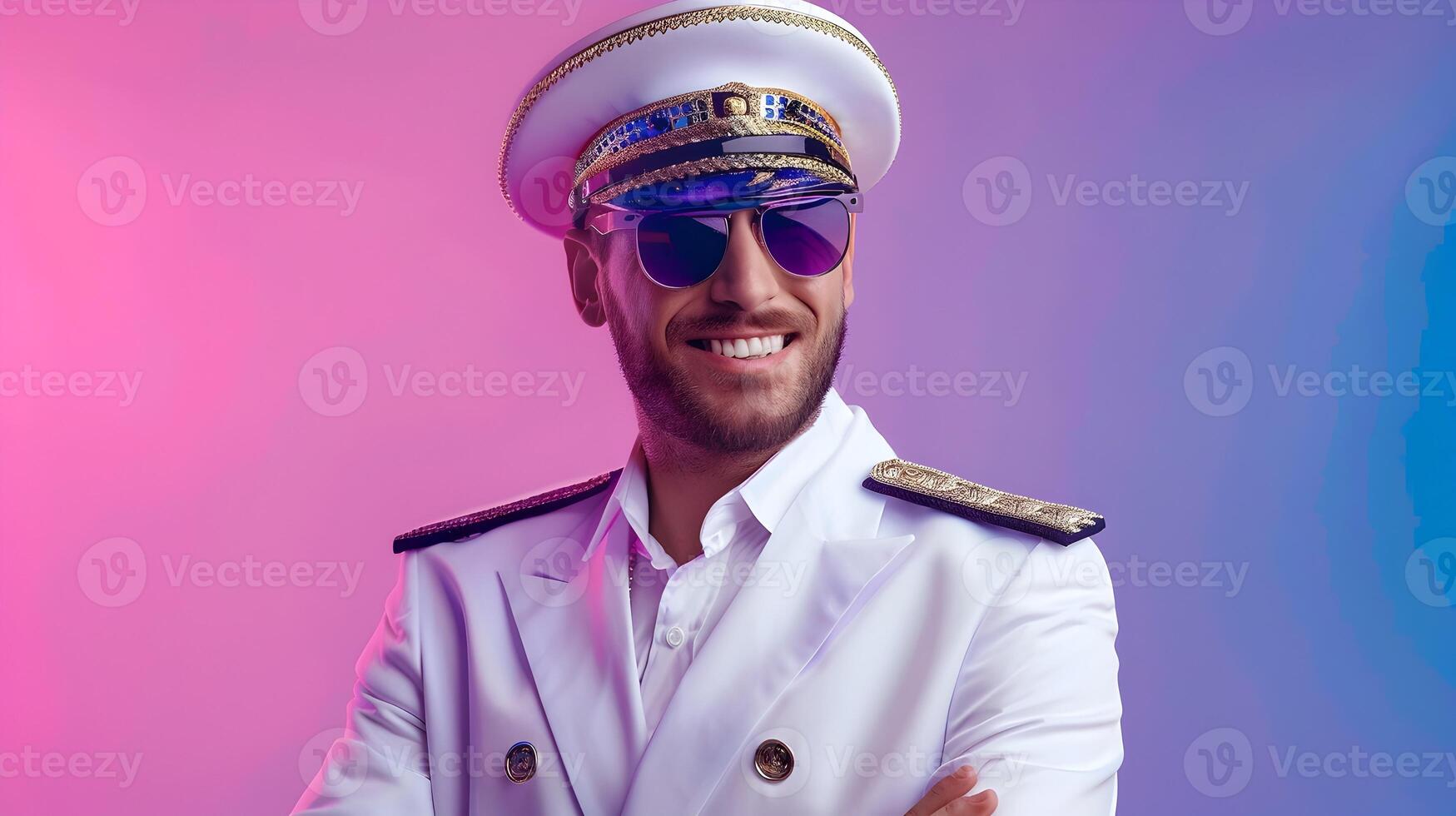 Happy Cruise Director Exuding Professional Enthusiasm in Portrait photo
