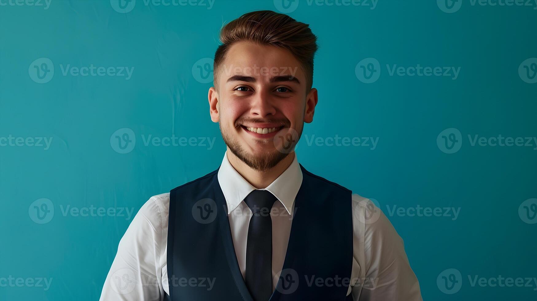 Happy Young Lodging Manager Excelling in Corporate Property Management photo