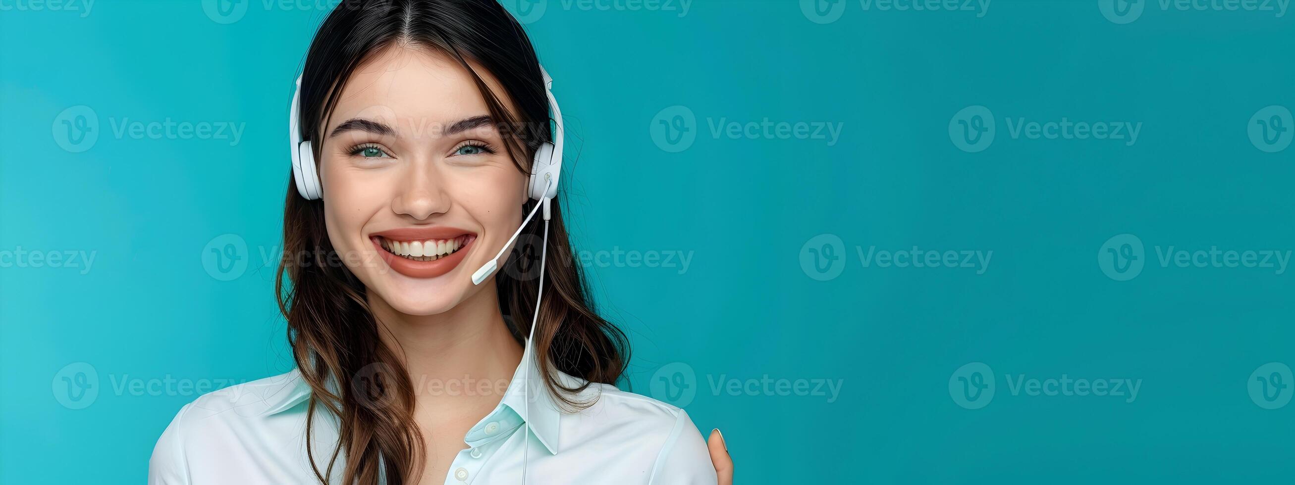 Happy Young Call Center Representative Excelling in Professional Service photo