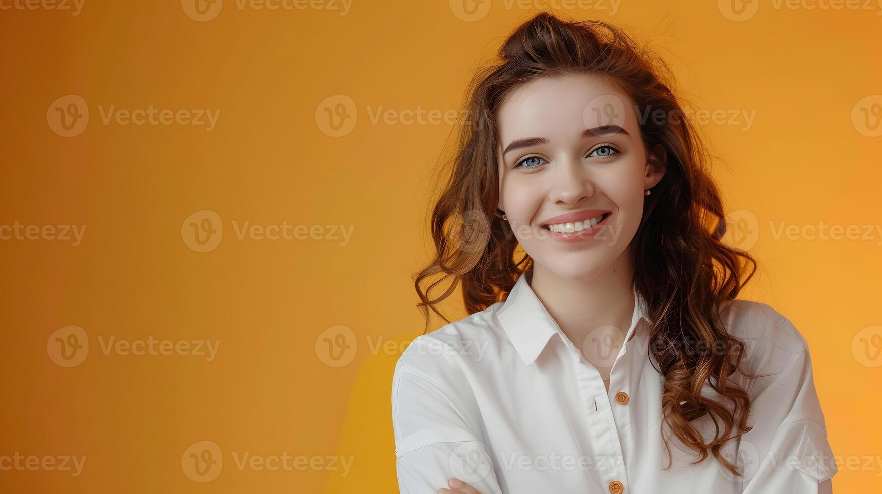 Happy Young Life Coach Radiating Positivity and in Vibrant Workspace photo