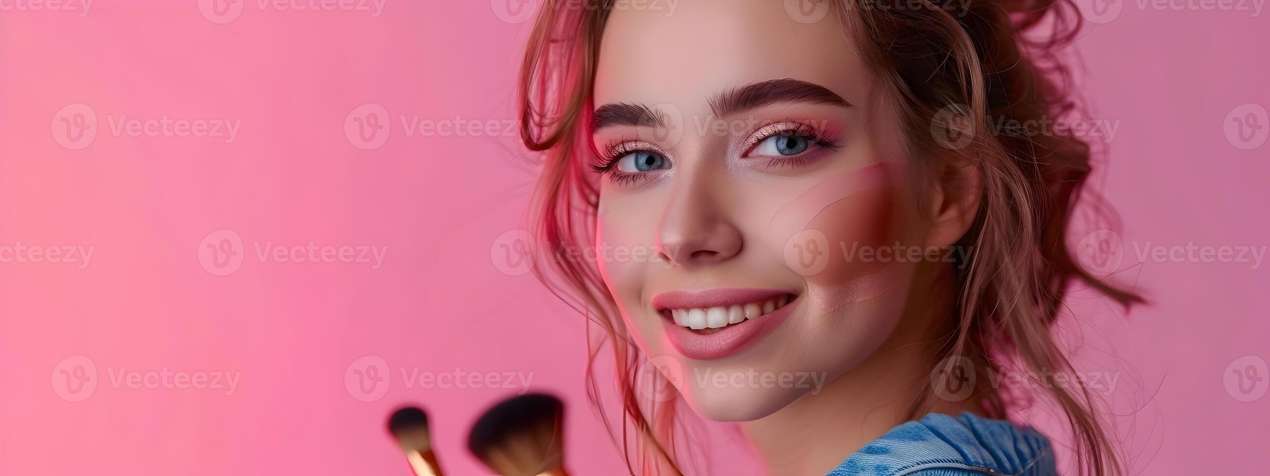 Joyful Makeup Perfecting Her Craft A Passionate Professionals Colorful Studio photo
