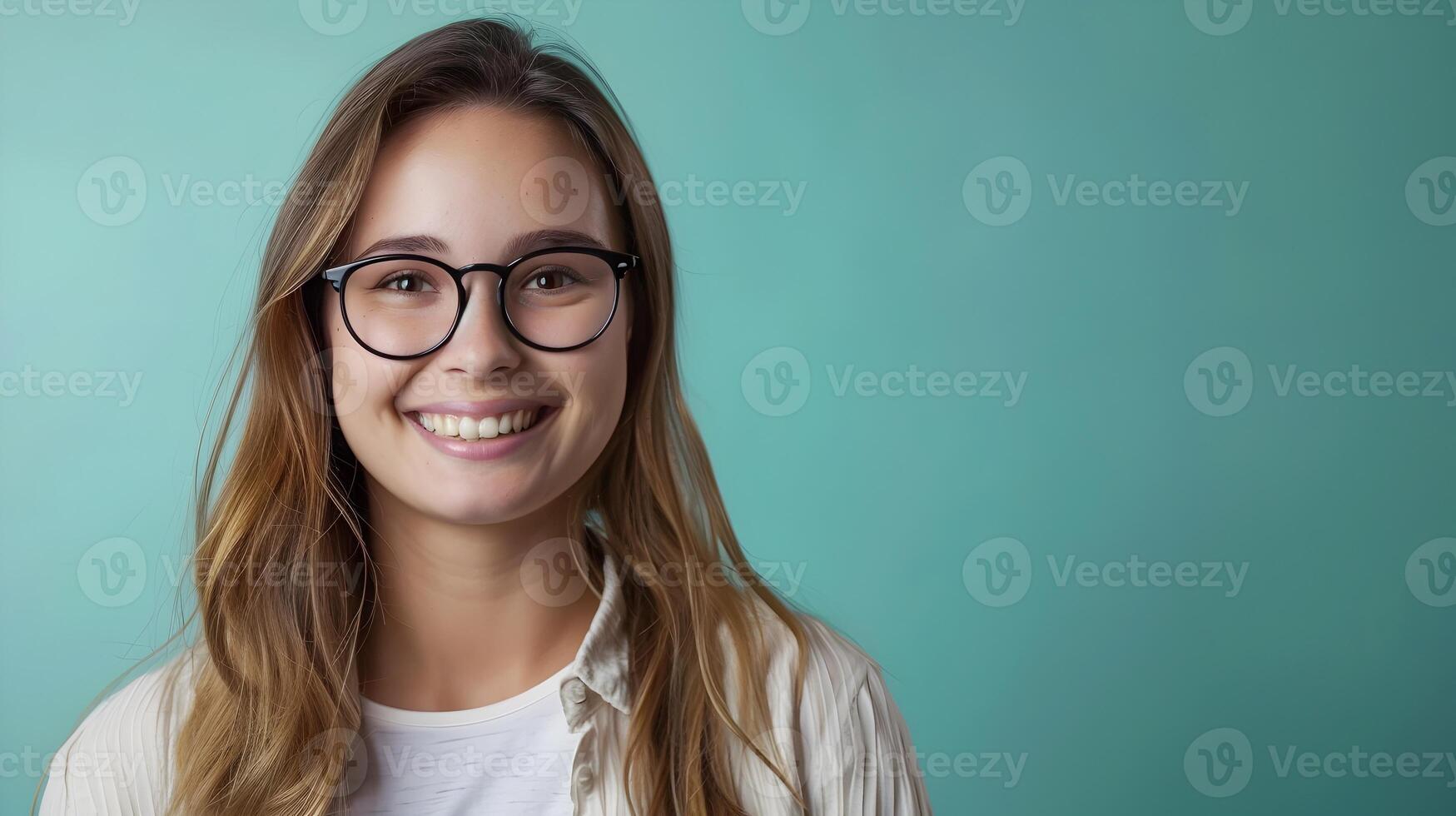Happy Young School Counselor Working at Desk with Colorful Background Professional Guidance and Support photo