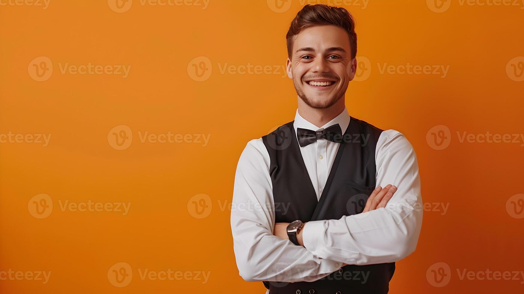 Proud Young Valets Genuine Smile Reflects Success in Luxury Hospitality Career photo