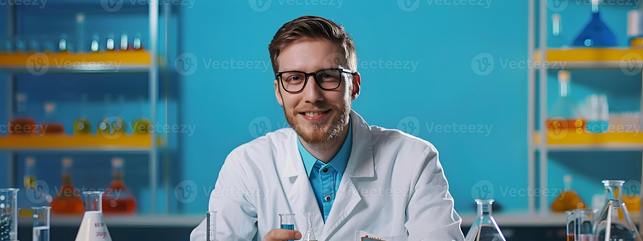Joyous Molecular Scientist Excels in Vibrant Lab Environment photo