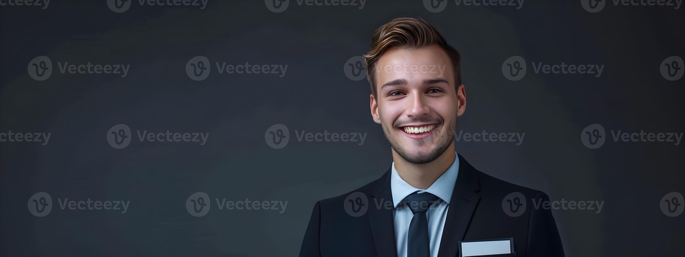 Jubilant Young Lodging Manager Excelling in Guest Services at a Vibrant Hotel Frontdesk photo