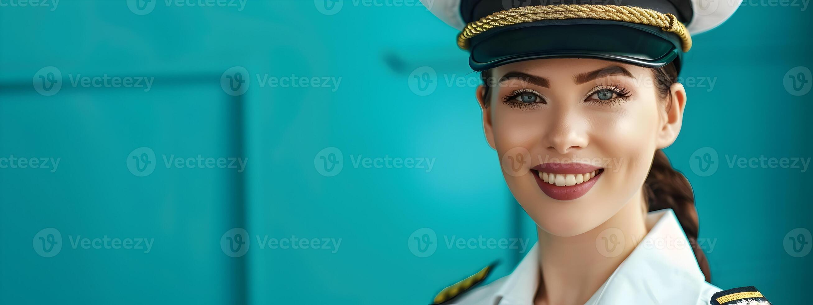 Joyful Young Cruise Ship Attendant Exuding Happiness in Vibrant Portrait photo