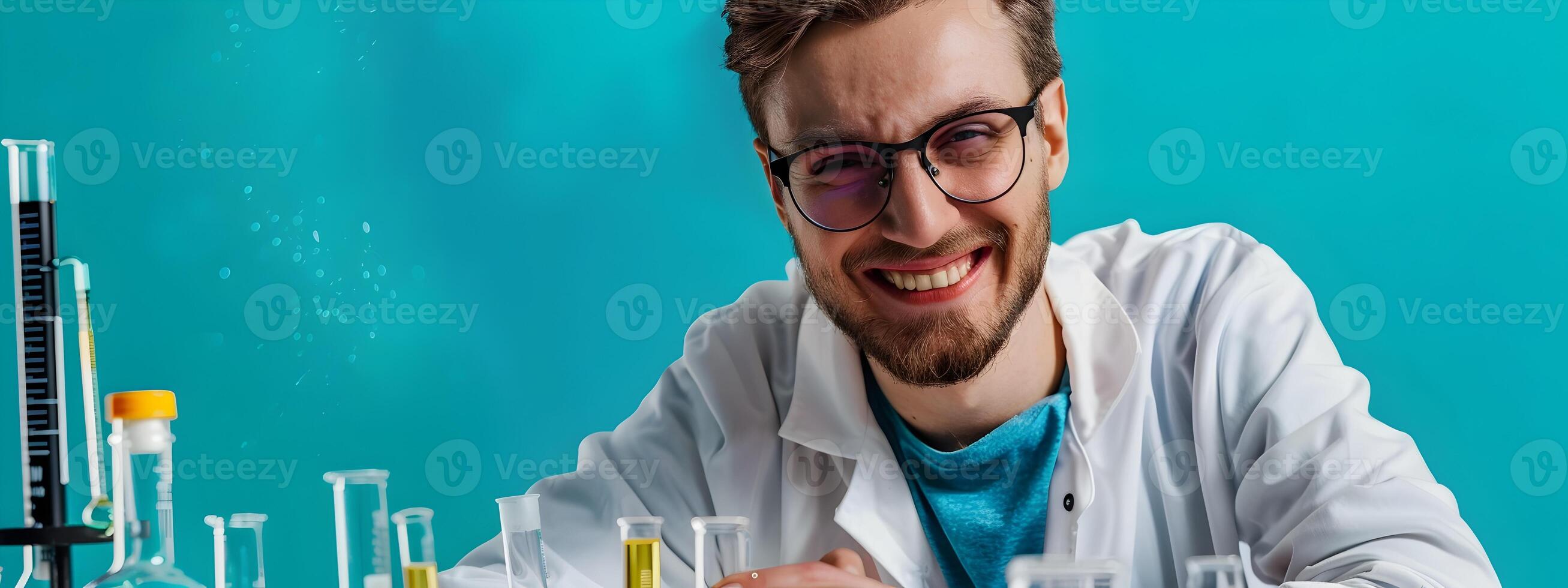 Passionate Young Chemist Excels in Vibrant Laboratory Environment photo