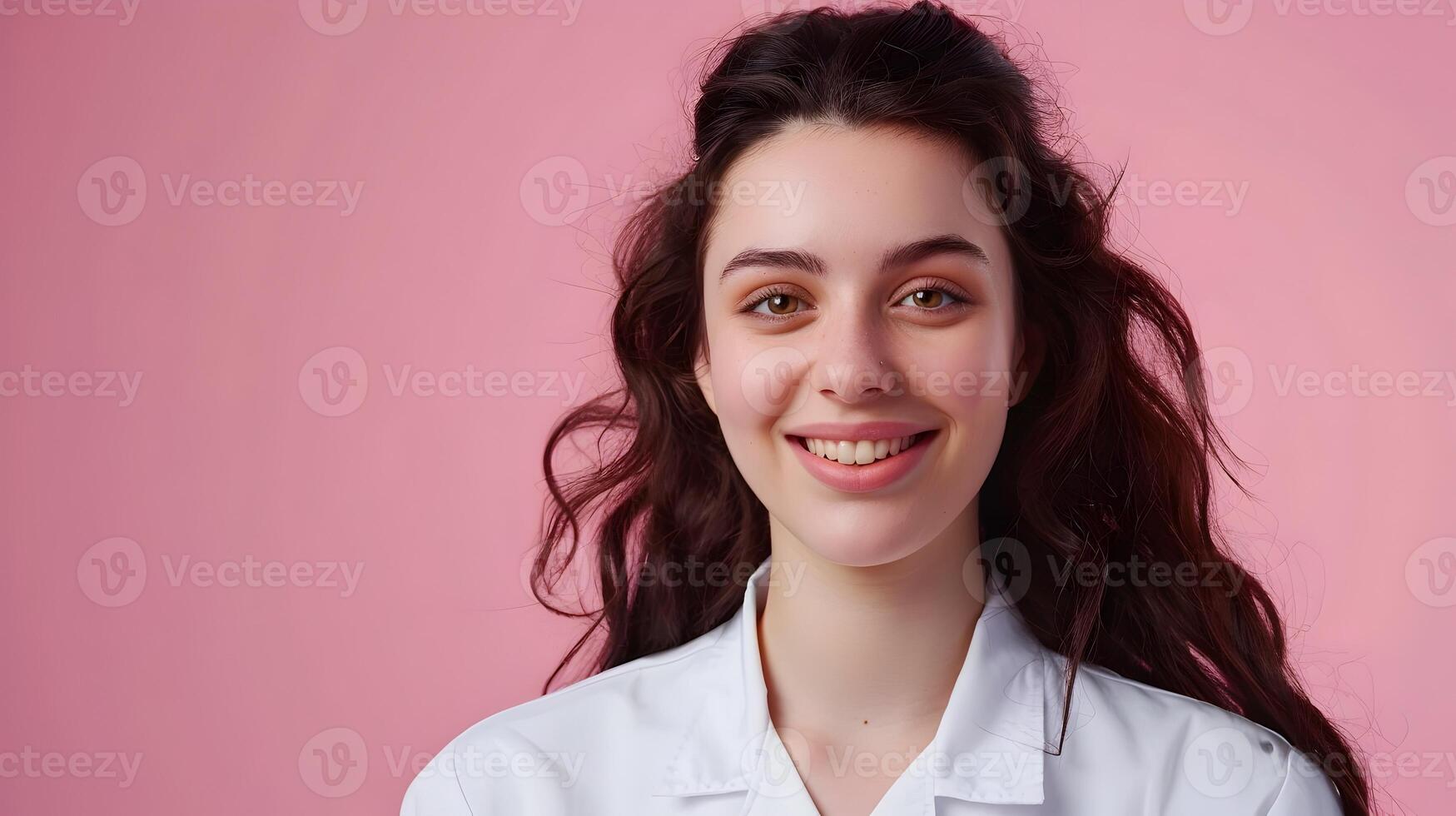 Joyful Young Therapist Working on a Colorful Background Professional Portrait with Positive Vibes photo