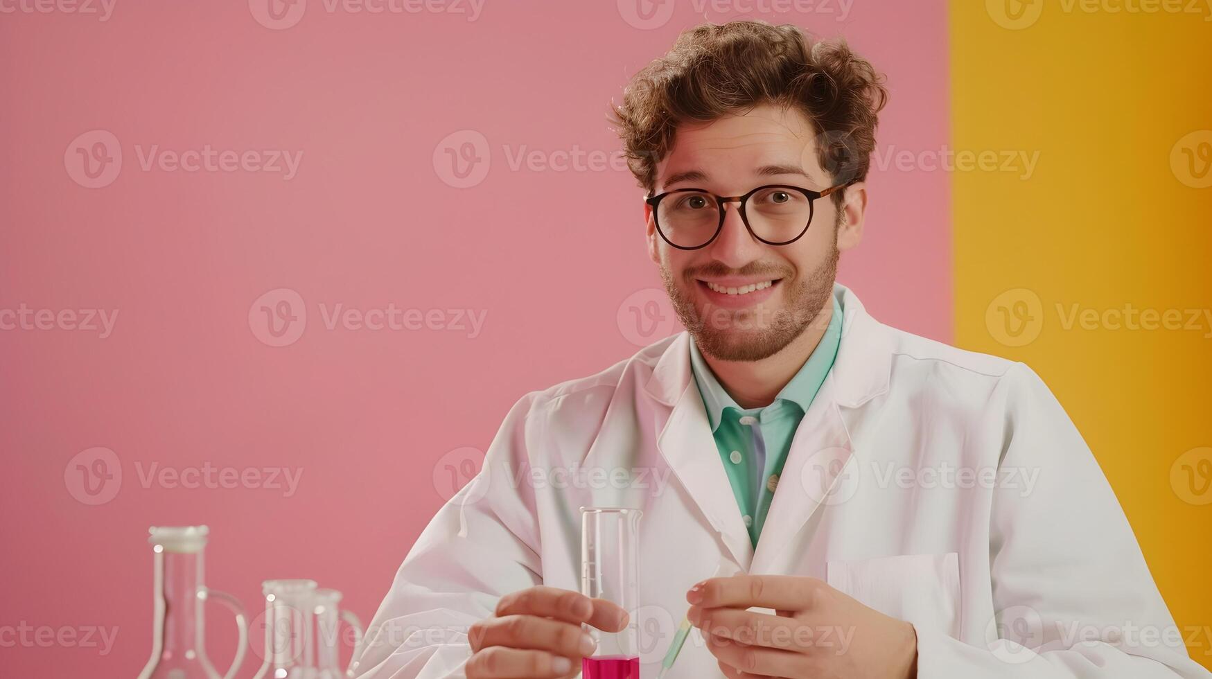 Young Chemists Joyous Vocation Depicting a Promising Science Career photo