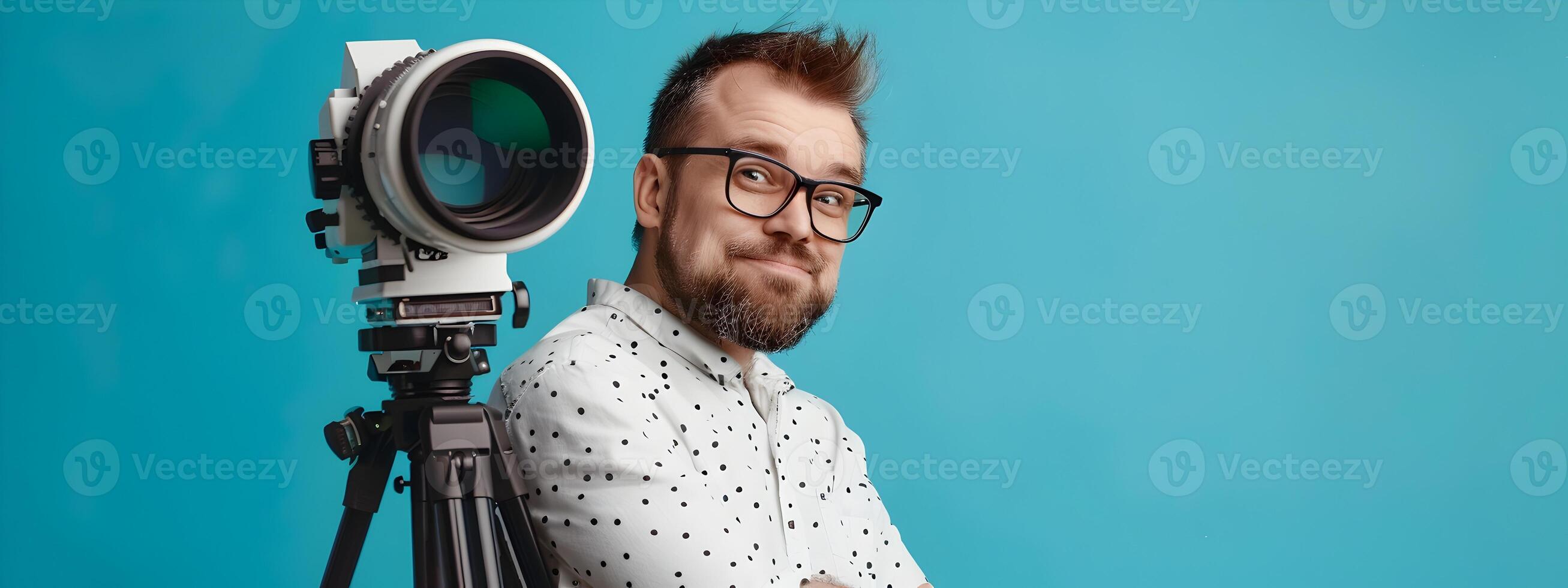 Young Astronomers Happy Journey Exploring the Cosmos Through a Portrait photo