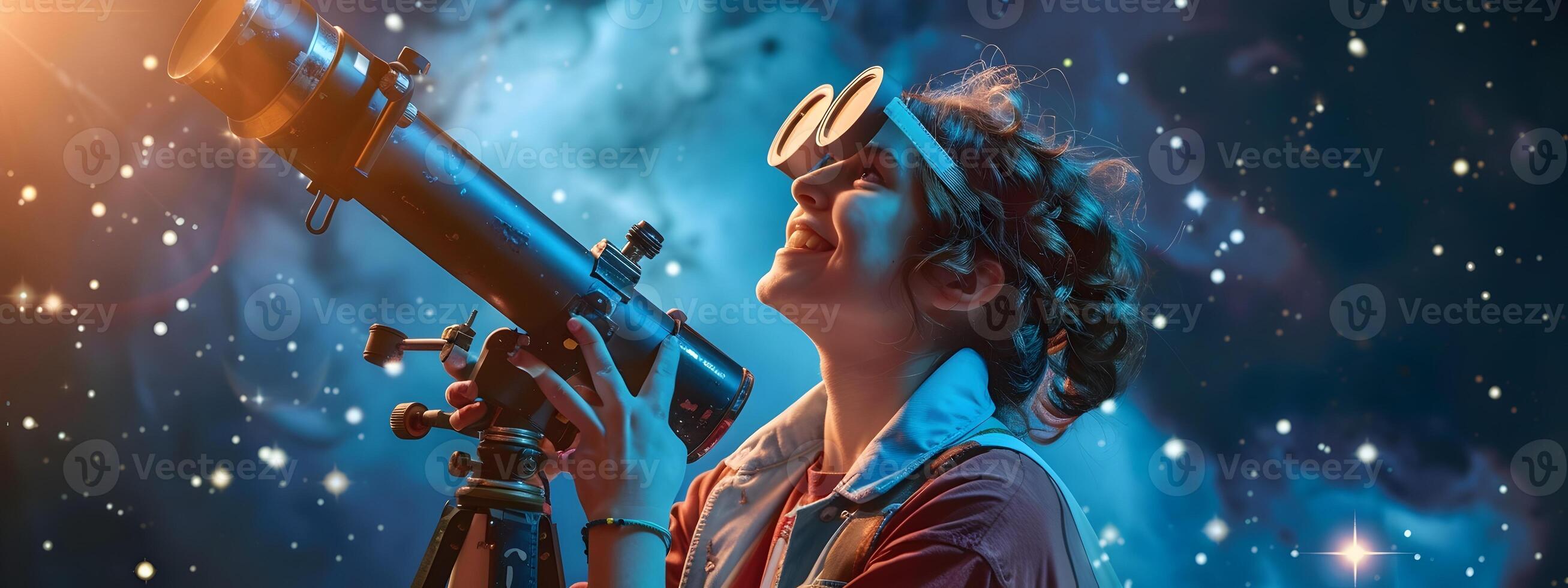 Young Astronomers Enthusiastic Journey into the Realm of Cosmic Wonders photo