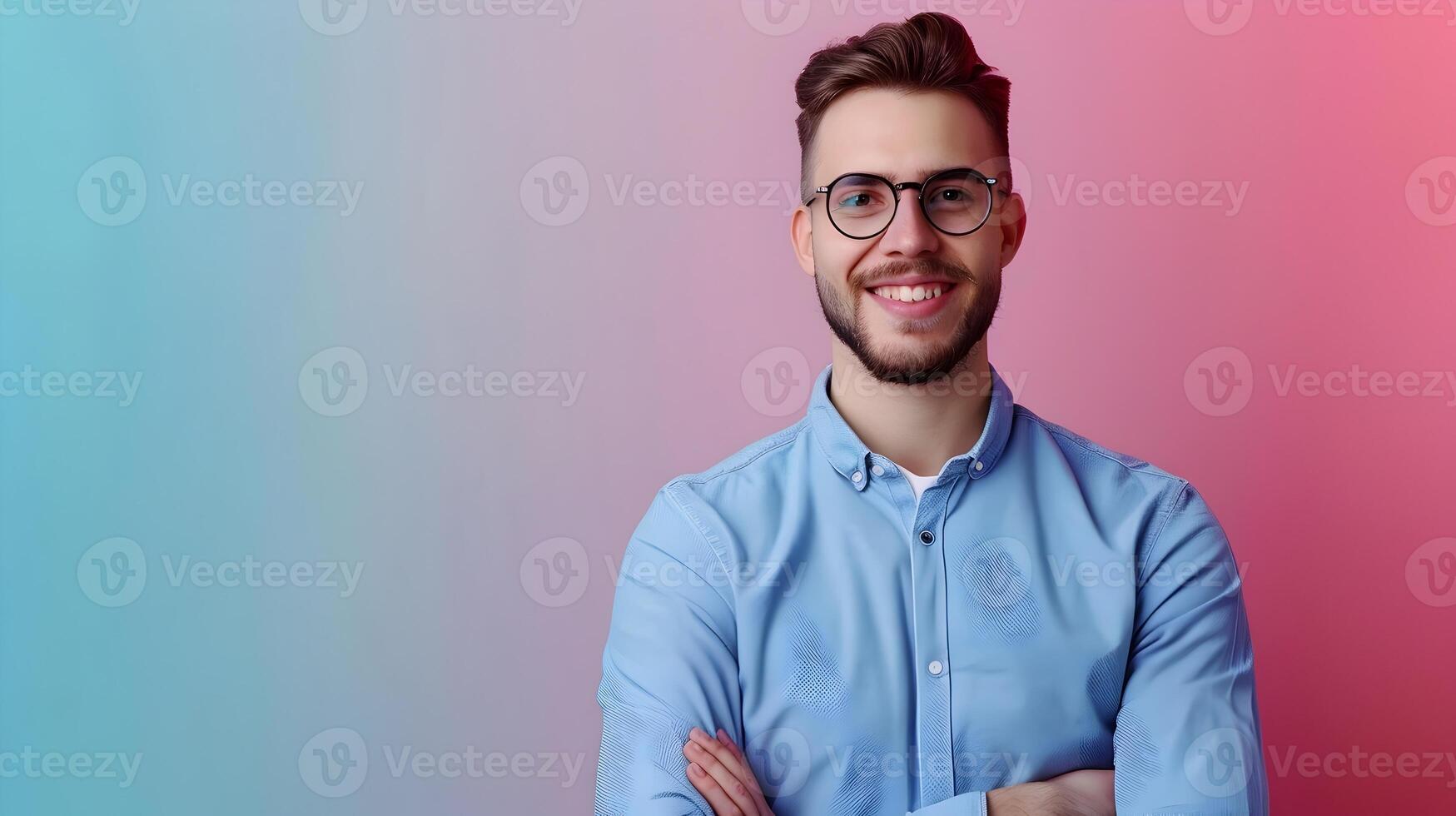 Young Director of Maintenance Displays Joy in Colorful Industrial Setting photo