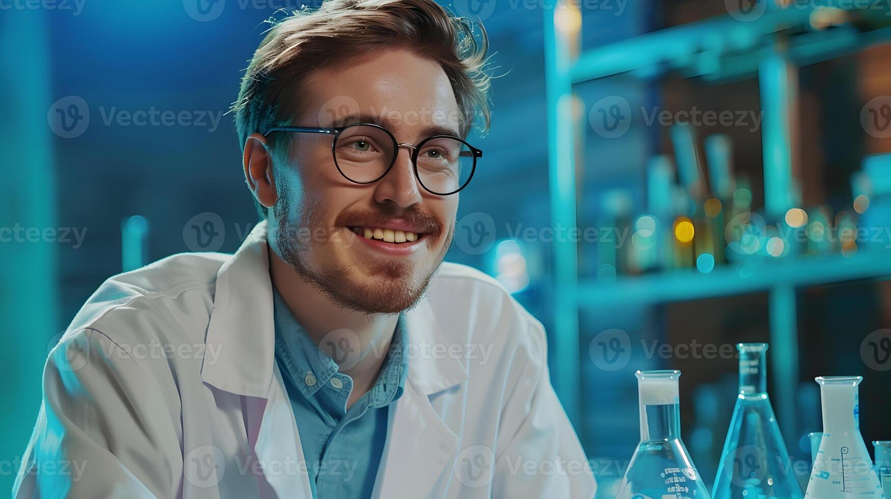 Young Atmospheric Scientist Pursuing Discoveries with Passion in a Colorful Lab photo