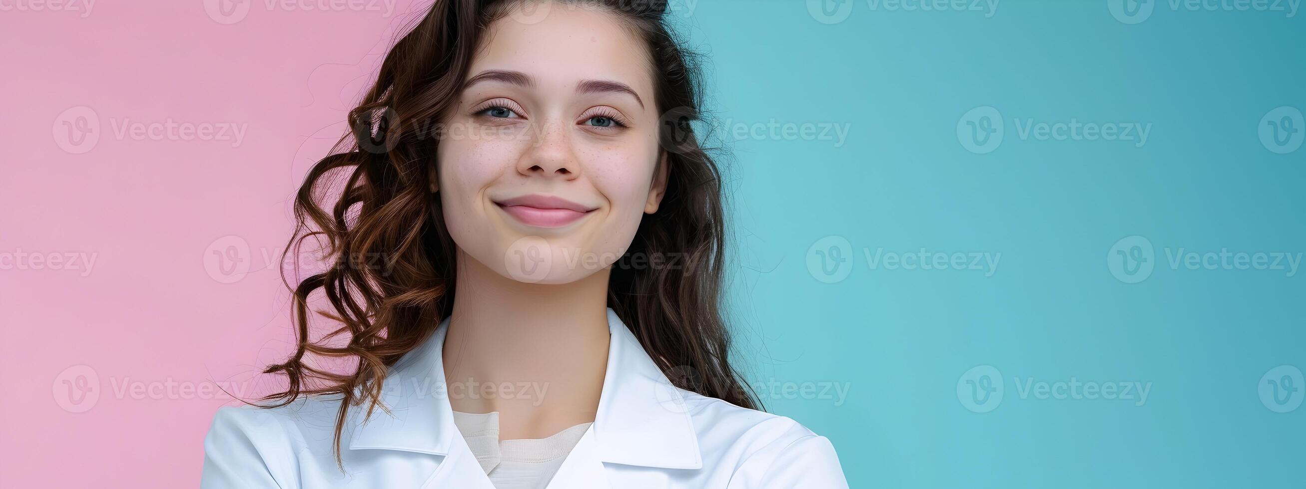 Young Therapist Radiating Joy in a Vibrant Workspace photo