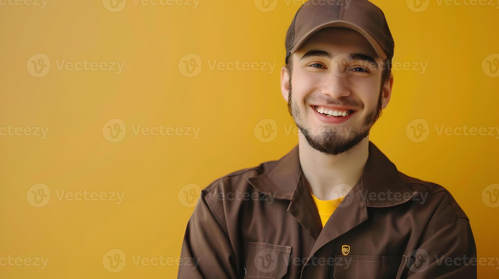 Dedicated UPS Drivers Genuine Smile Reflects Career Fulfillment in Photo Portrait