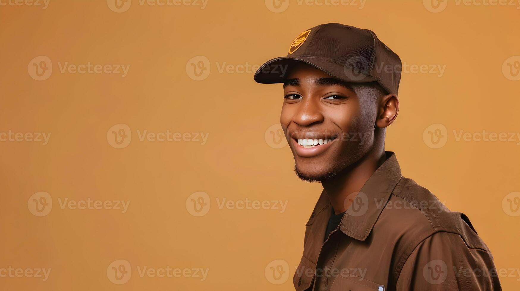 Cheerful UPS Driver in Moment of Job Satisfaction during Parcel Delivery photo