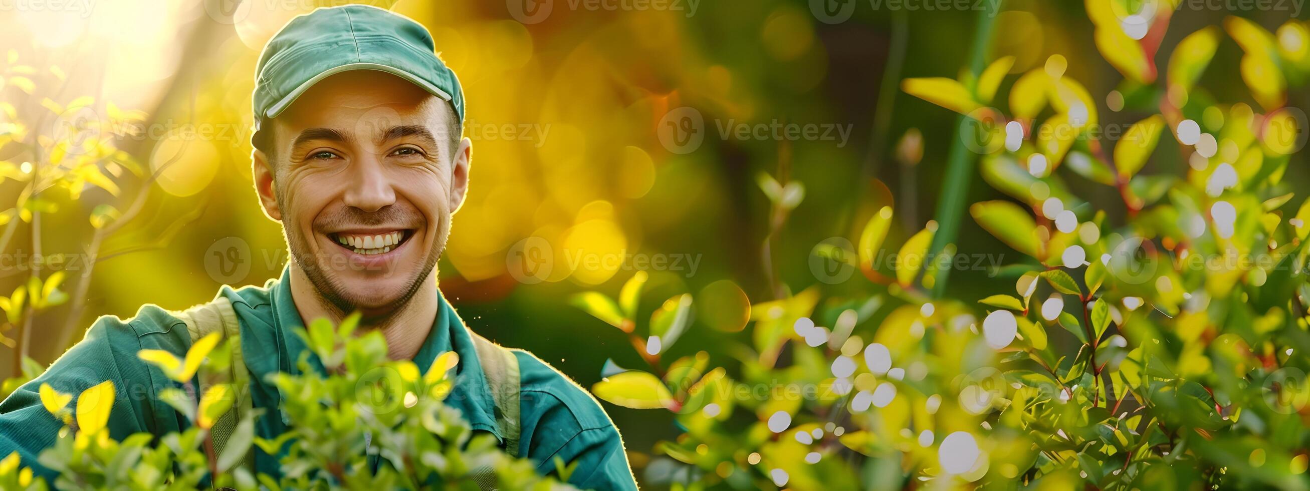 Happy Young Landscaping Worker A Rewarding Career in Green Spaces photo