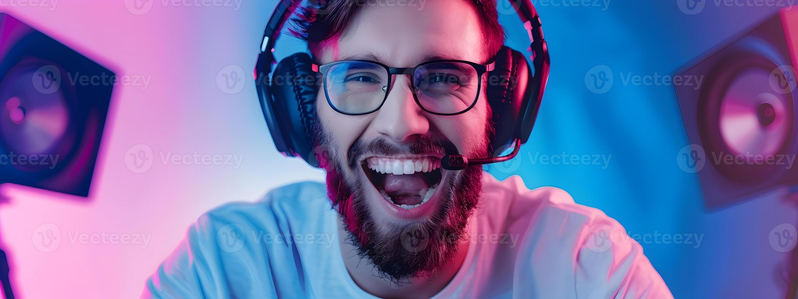 Happy Young Game Writer Crafting Compelling Stories in a Vibrant Digital World photo