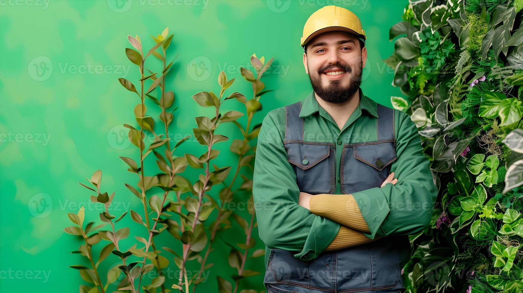 Happy Young Landscaping Worker A Beaming Portrait of Vocational Blossoming and Career Fulfillment photo
