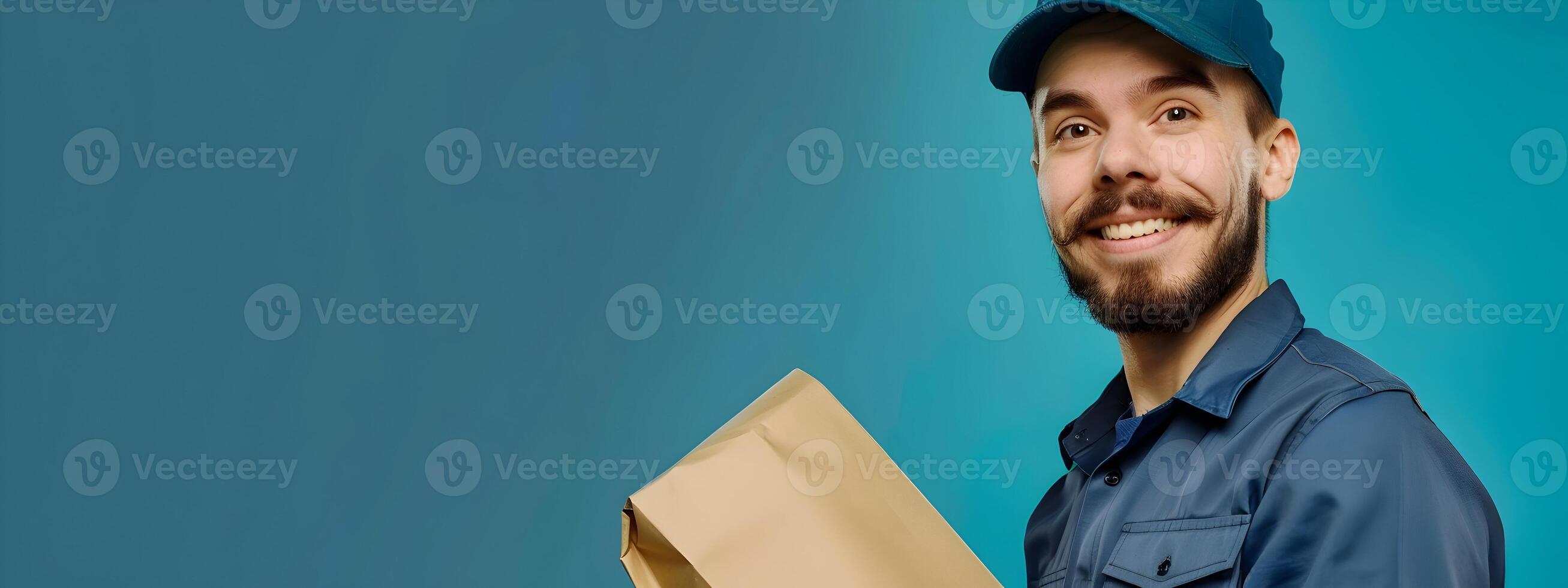 Joyful Mail Carrier Pursuing Career with Vibrant Delivery Service photo