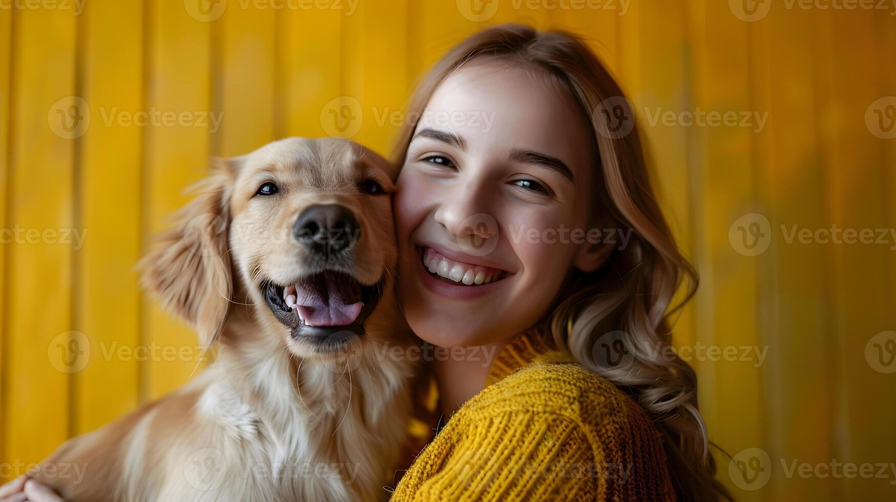 Joyful Young Animal Shelter Board Member Working Diligently on Vibrant Background photo