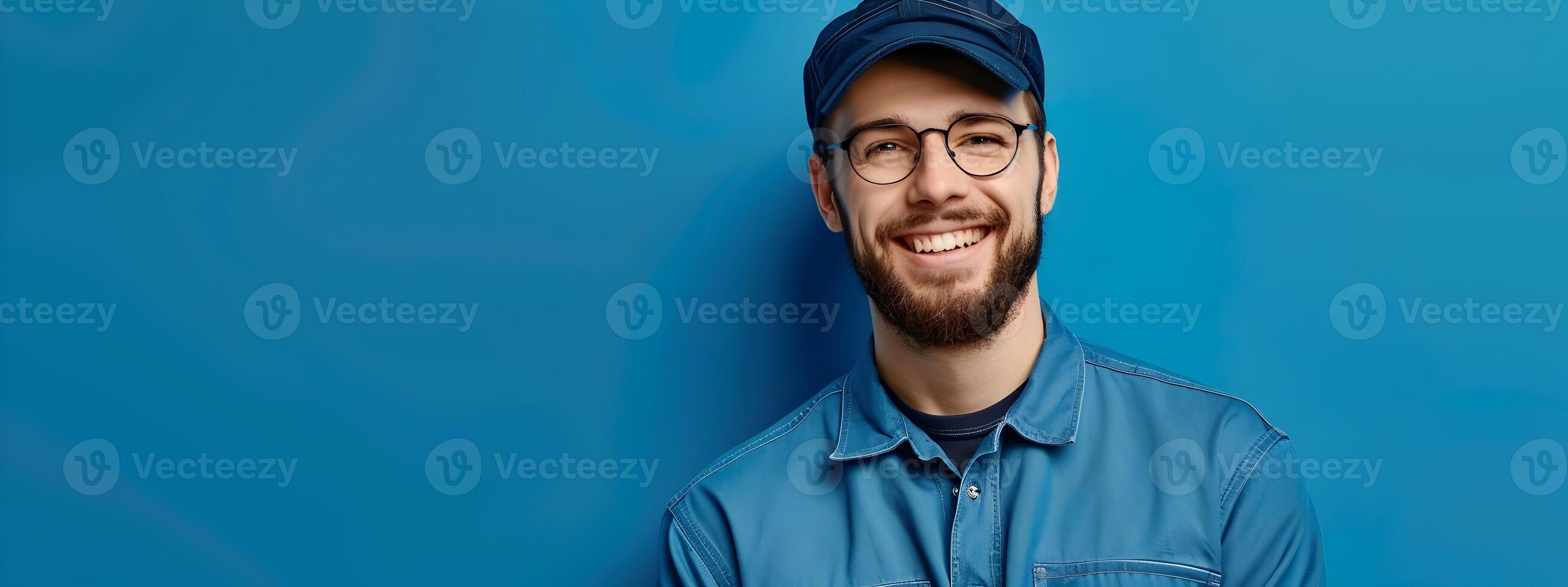 Joyful Locksmith Specialist Demonstrates Expert Skills with a Vibrant Backdrop photo