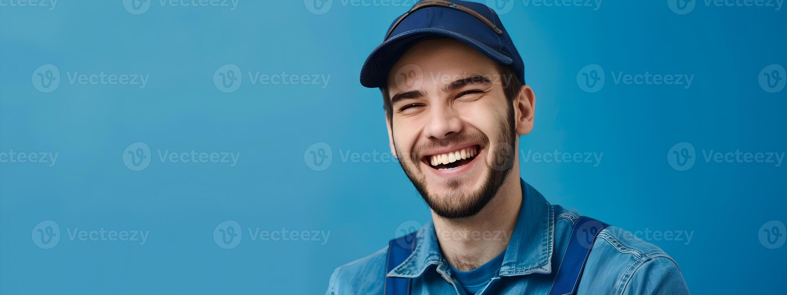 Joyful Young Locksmith Demonstrates Expertise in Photo Portrait