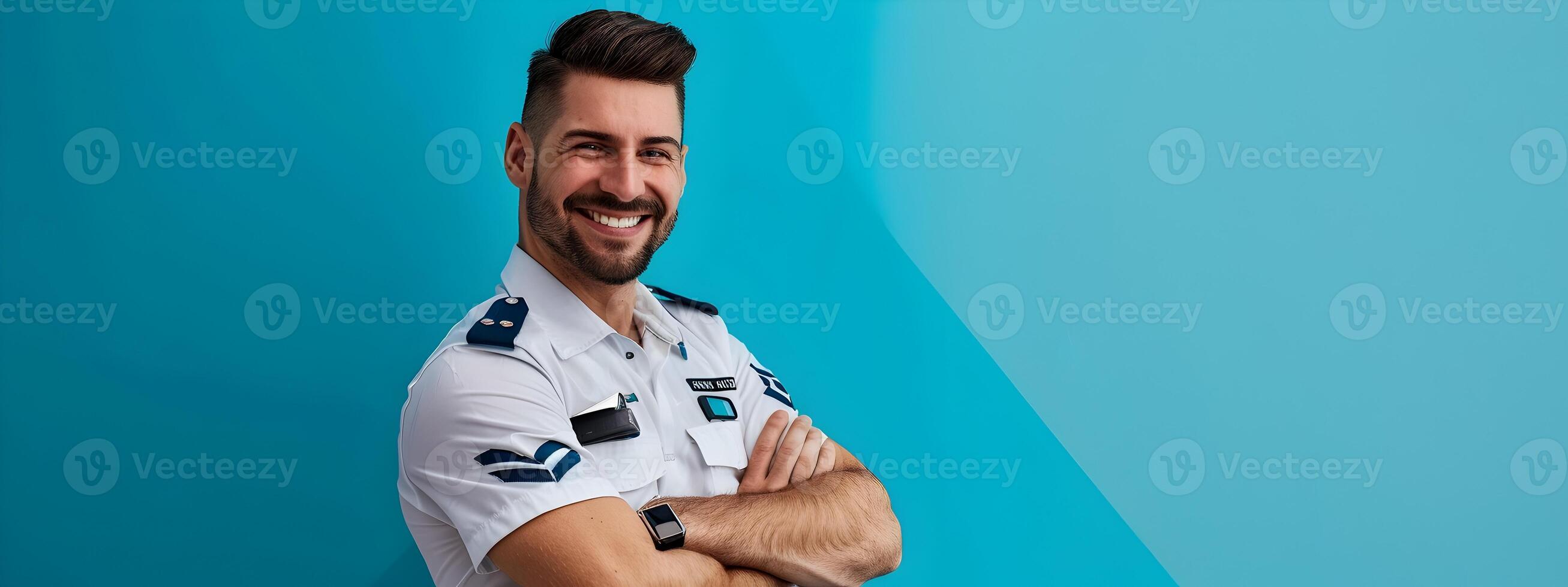 Vigilant Young Security Guard A Portrait of Dedication and Protection photo