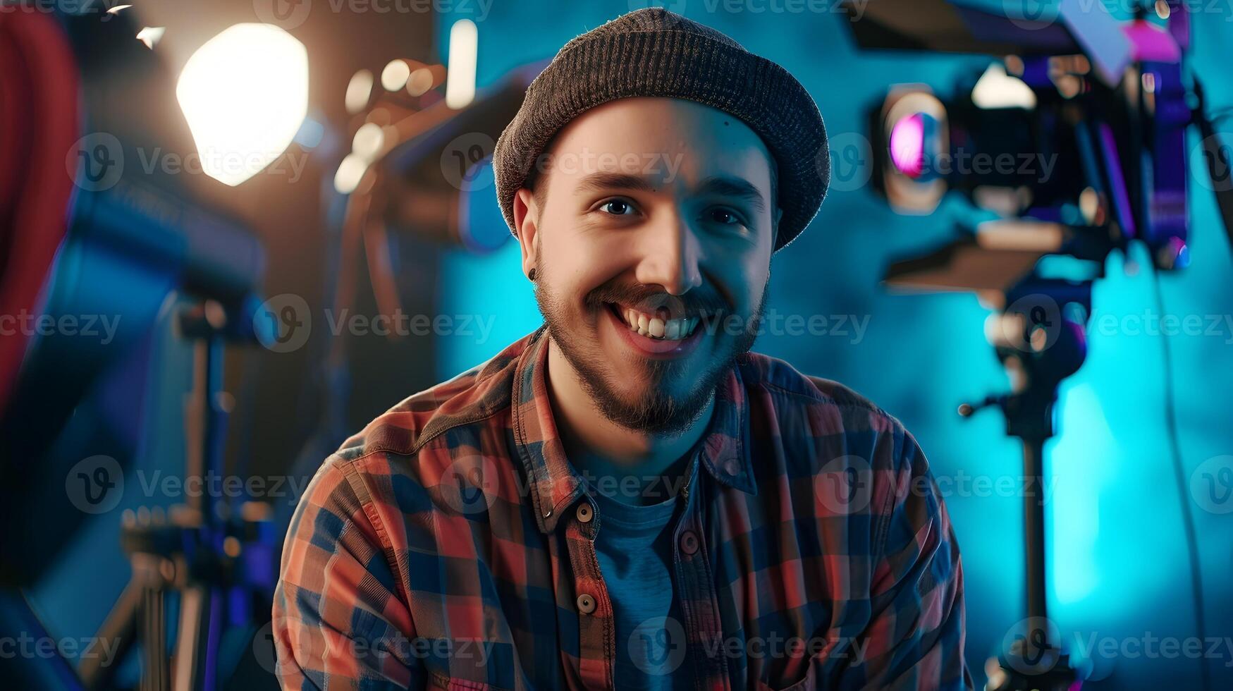 Young Film Critic Exudes Joy while Evaluating a New Release with Passion and Expertise photo
