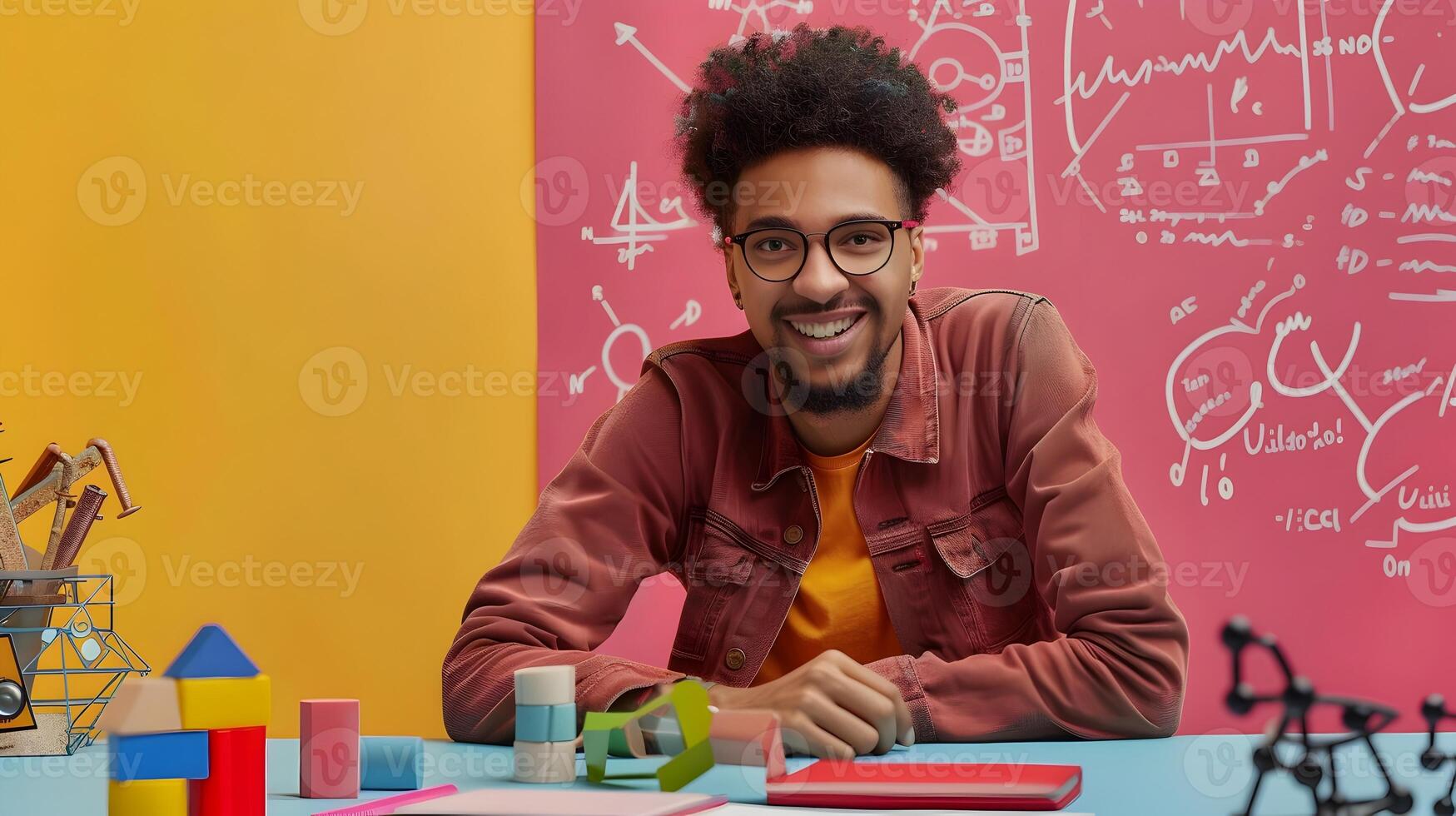 Young Mathematician in High Spirits Demonstrating Focus and Excitement in Solving Complex Problems photo