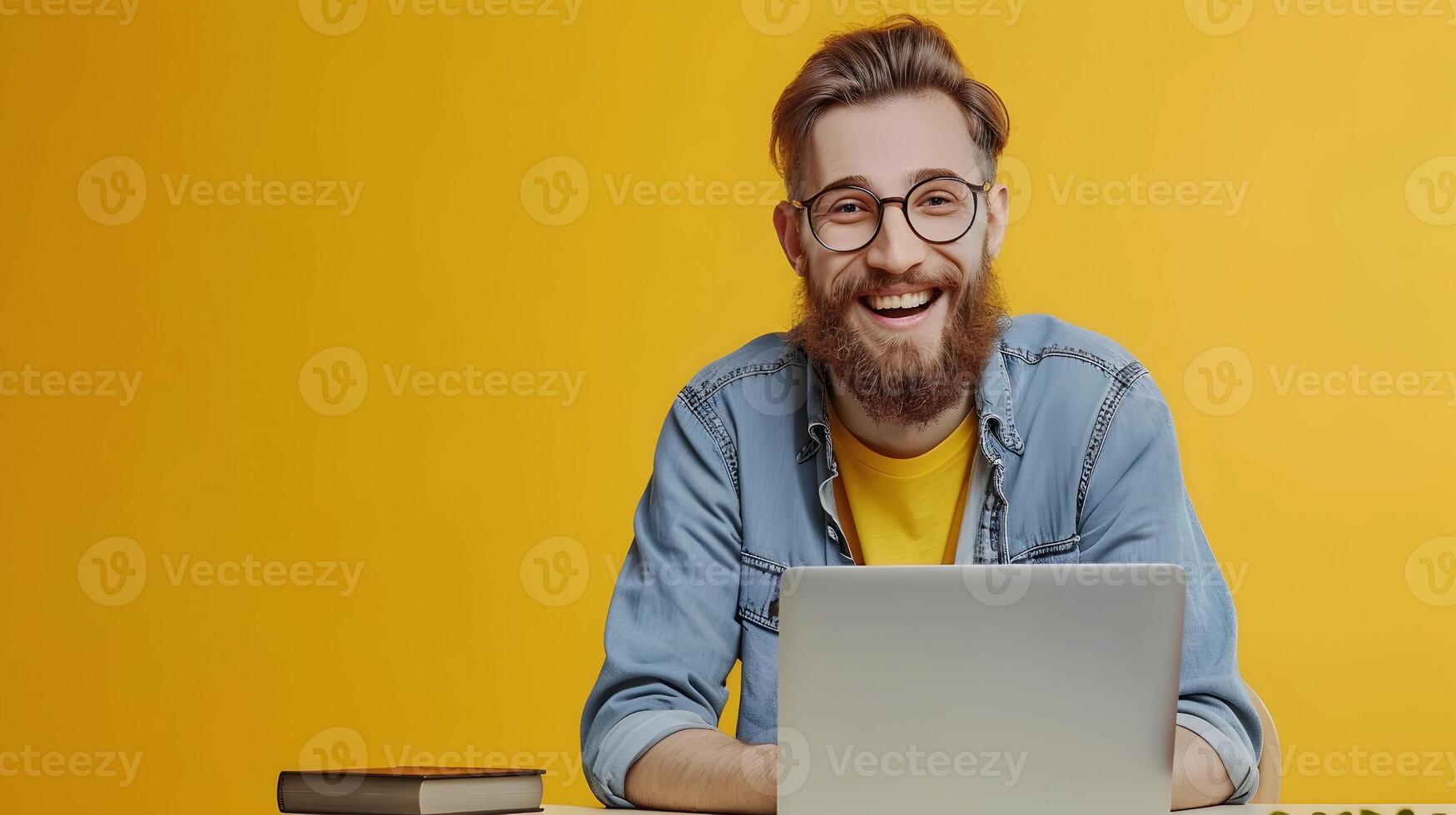 Young Technical Writer in High Spirits Mastering Digital Content Creation photo