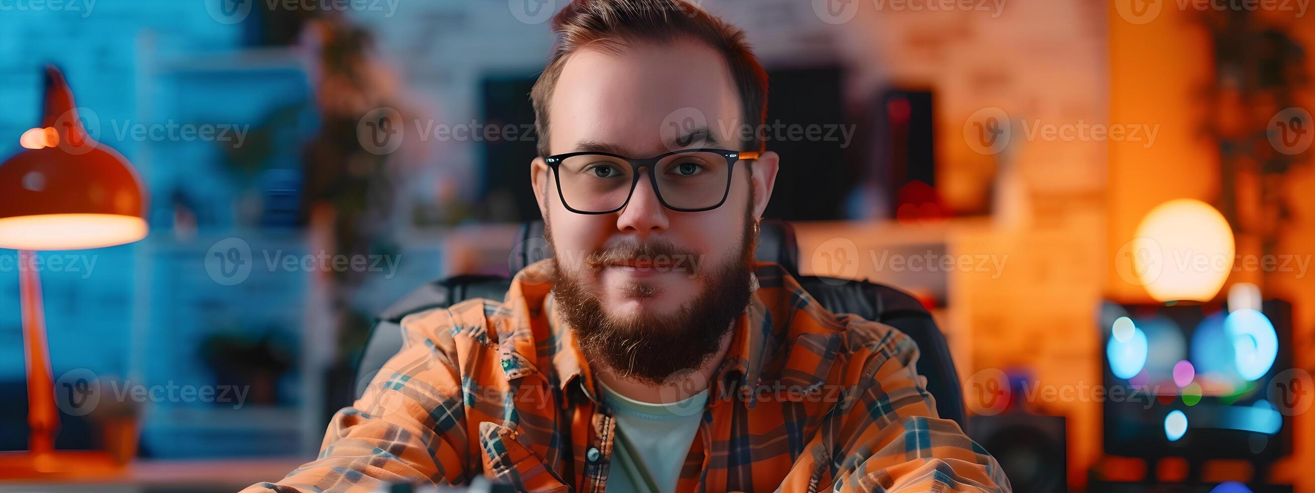 Young Game Writer Crafting Compelling Stories with Joy and Enthusiasm photo