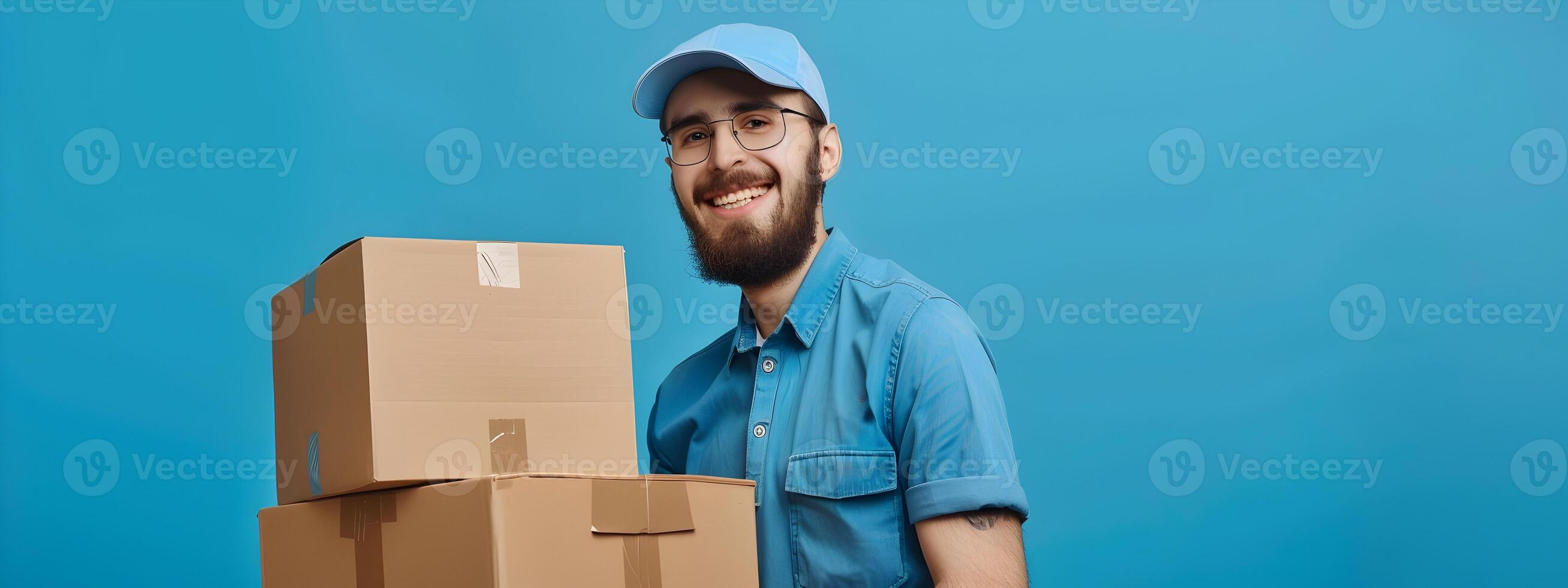 Young Professionals Joyful Expression A Portrait of a Happy Mover Embodying Career Success and Achievement photo
