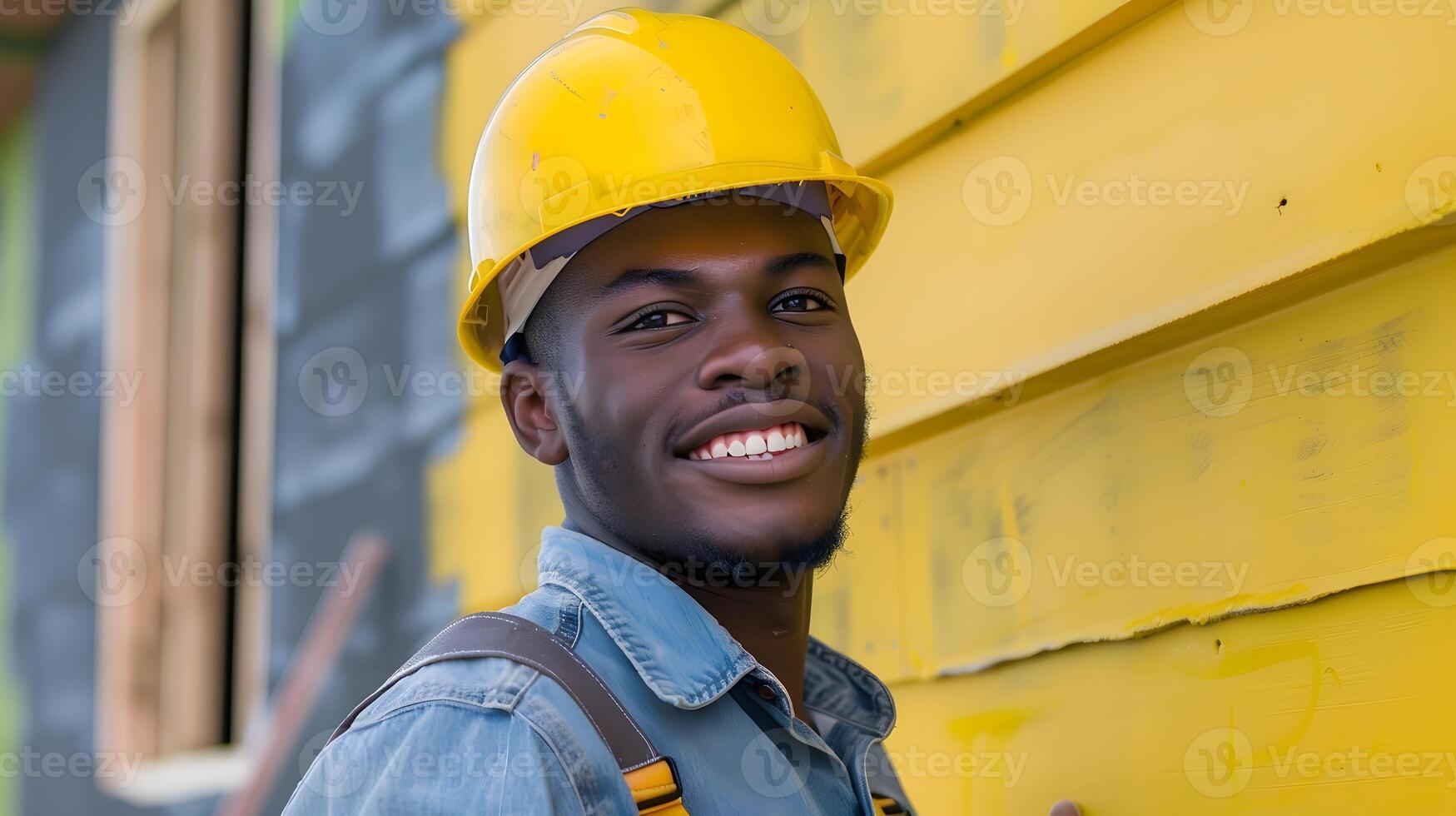 Youth Empowerment in Action A Happy Young Builder Constructing a Better Society with Habitat for Humanity photo