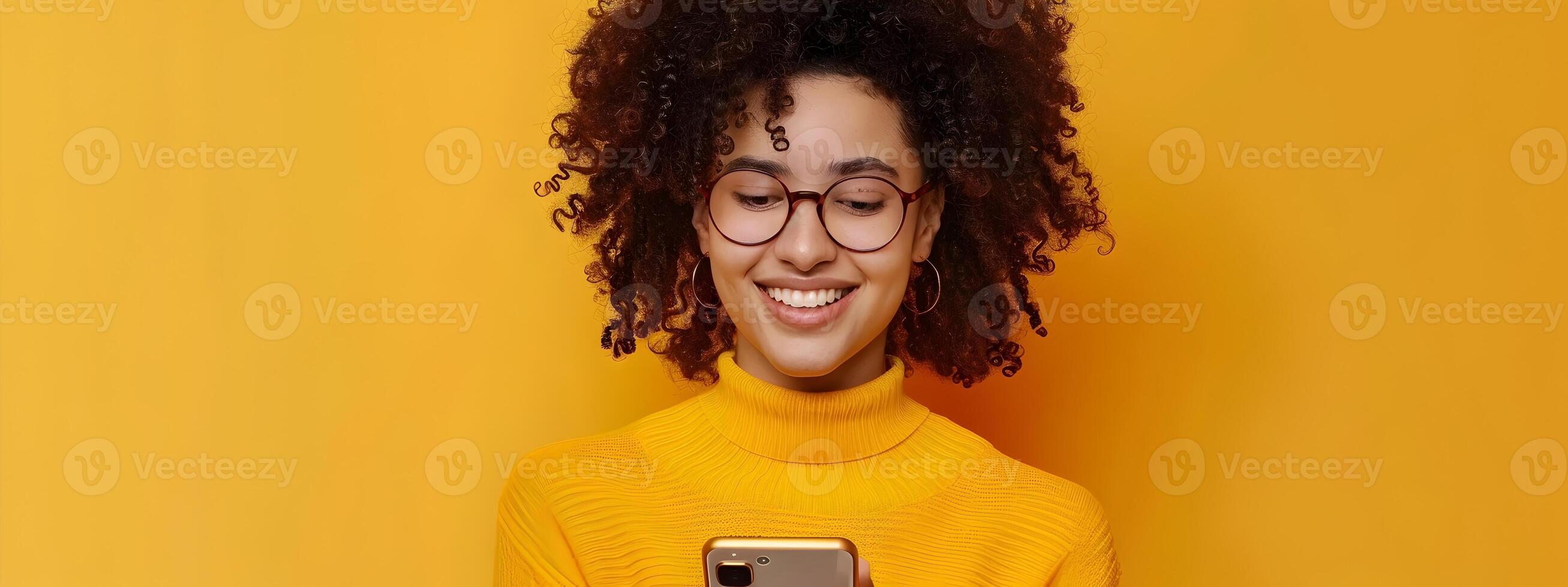 Confident and Cheerful Young Professional Utilizing Smartphone for Social Media Work photo