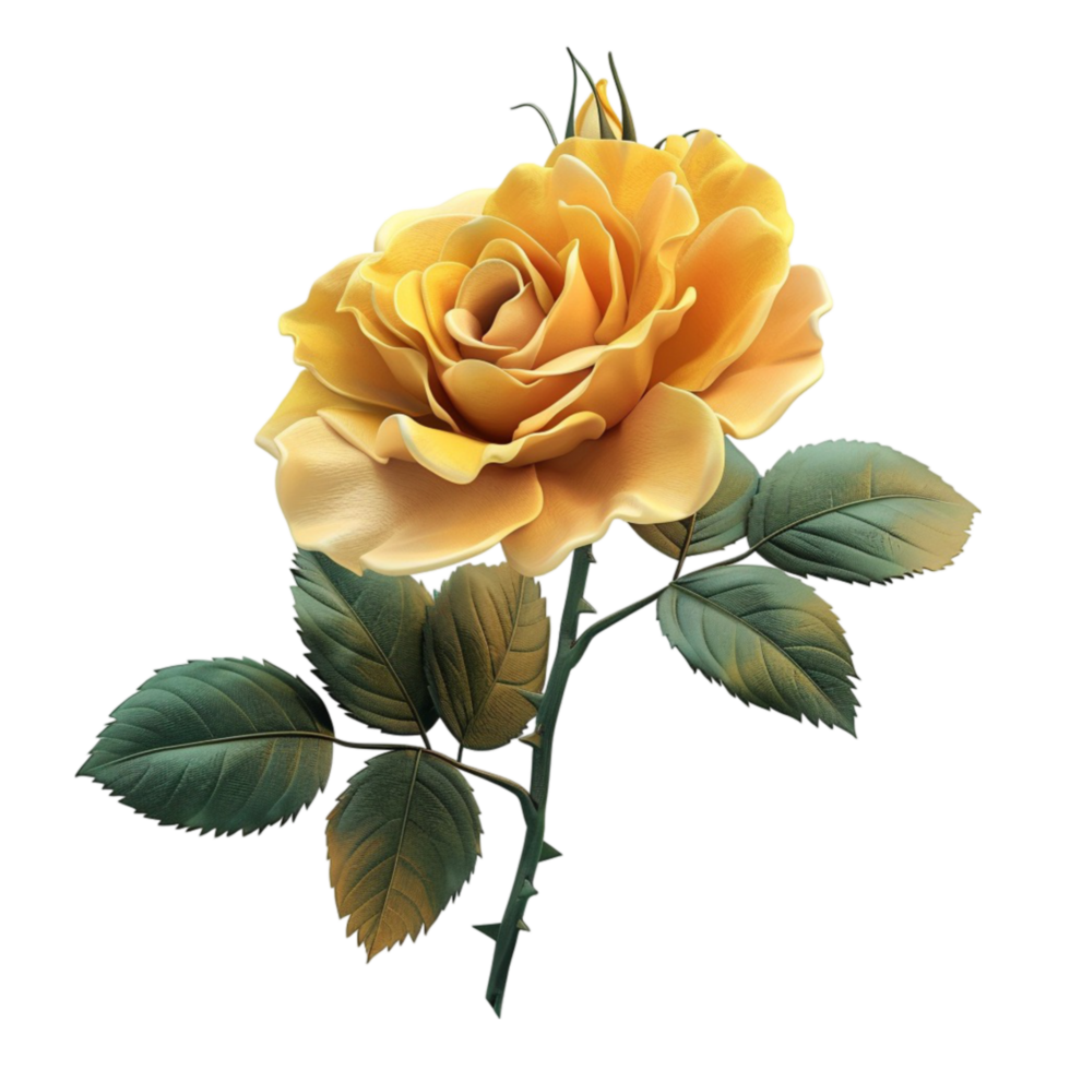 Yellow Rose On Transparent Background. png