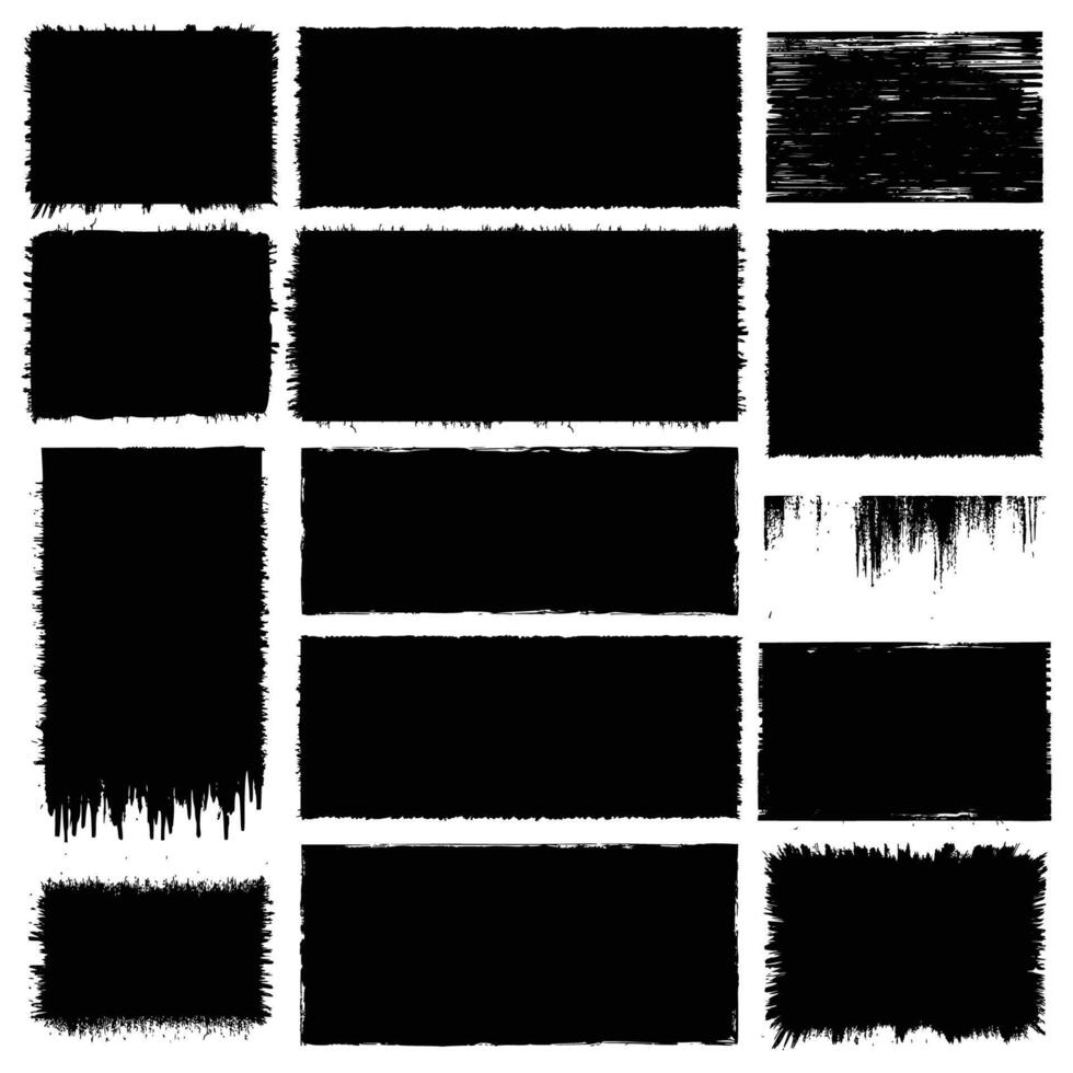 Set of Grunge Banner Frame Distressed vector