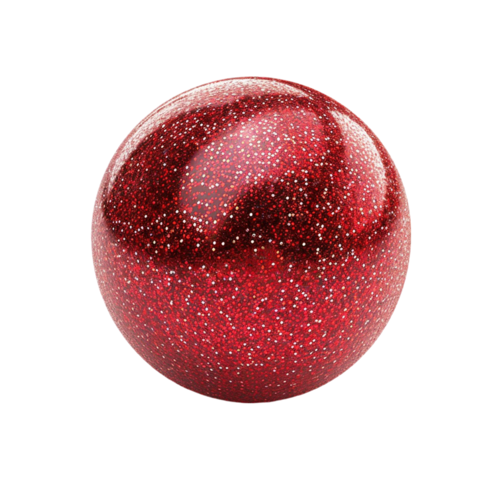 Red Glitter Ball on Transparent Background. png