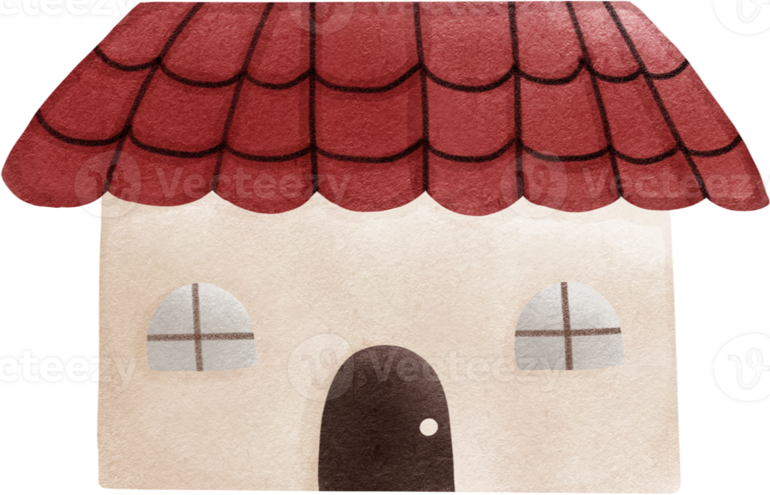a house with a red roof and a door png