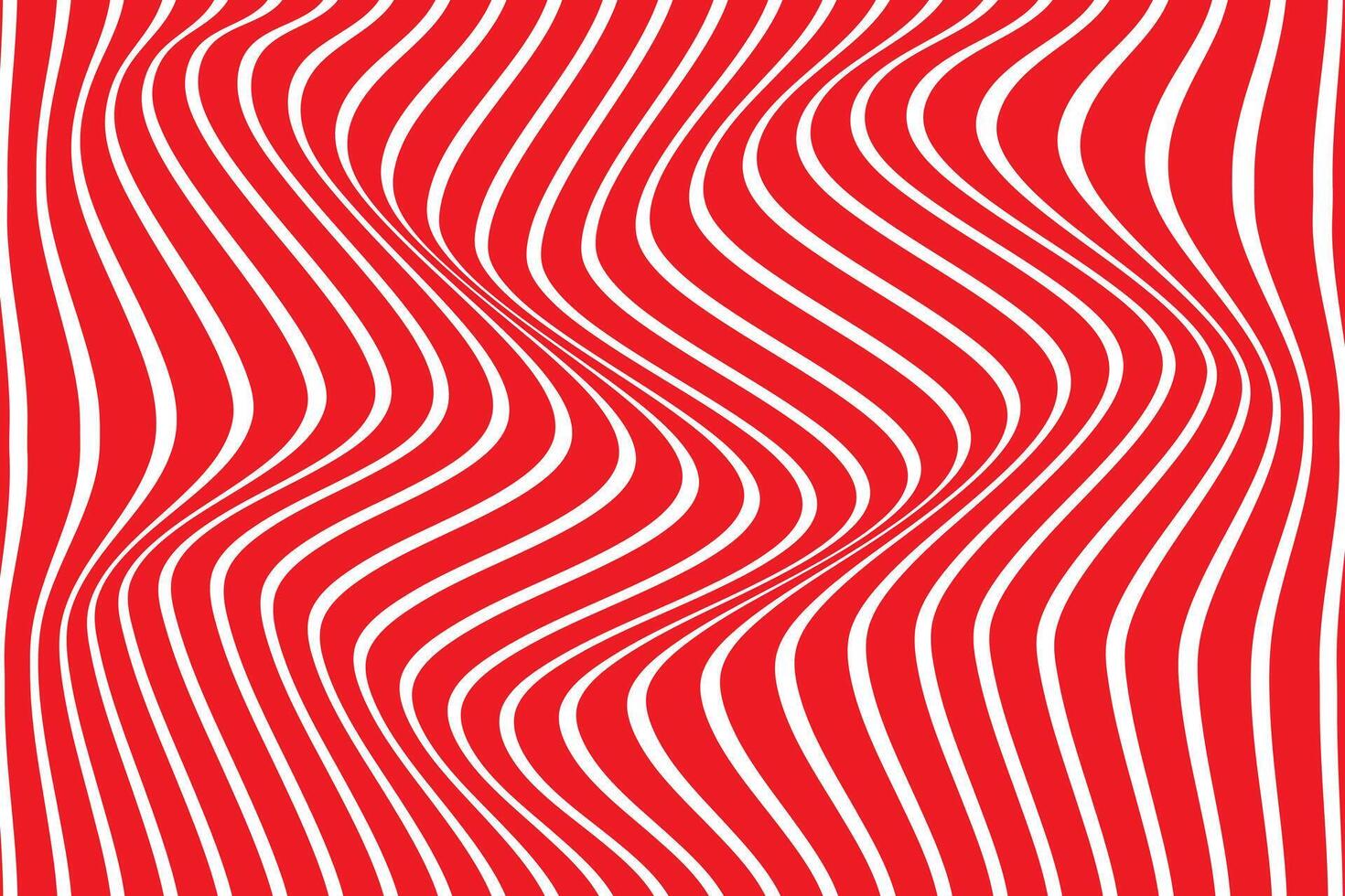 A red and white striped background with wavy lines vector