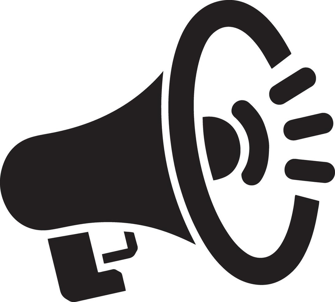 A black megaphone silhouette design icon logo illustration isolate on white background vector