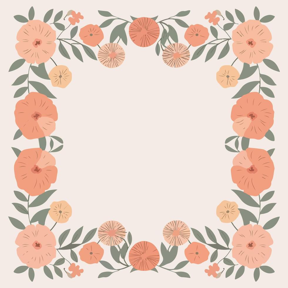 Elegant Square Floral Frame Design vector