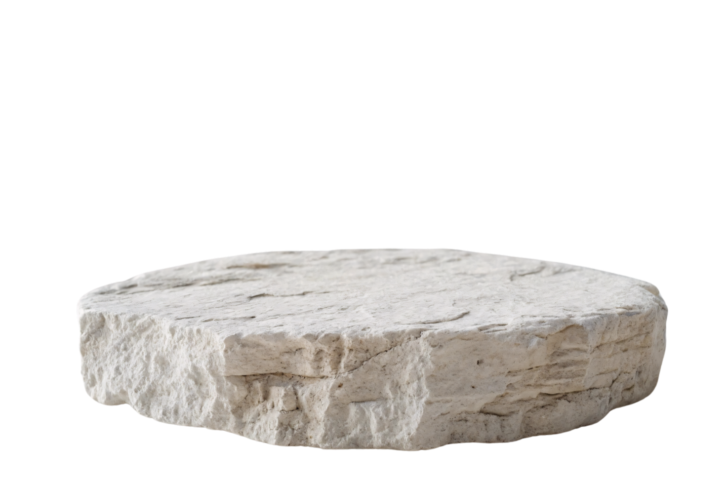 A natural stone platform with irregular edges, emphasizing its organic texture and smooth flat top, perfect for decor or functional use png