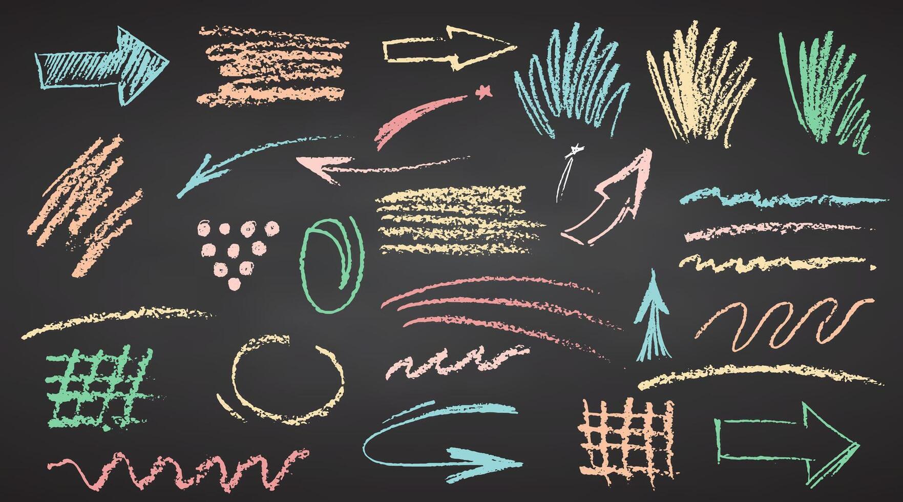 Chalk drawing set on blackboard illustration vector